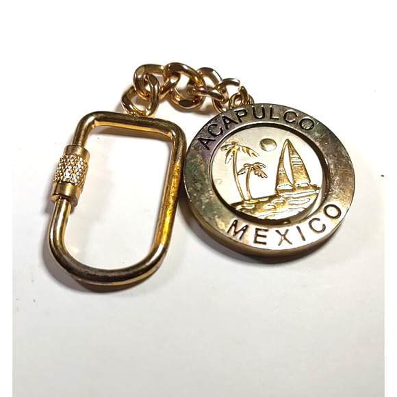 Acapulco Mexico Spinner Keychain Sailboat Palm Tree - Picture 7 of 7